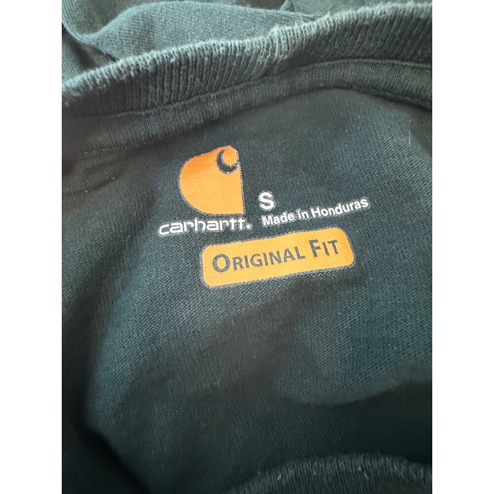 Carhartt Mens Original Fit Long Sleeve T-Shirt Green Pocket Style Small - Picture 3 of 7